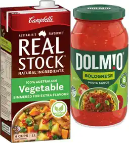 IGA Campbell’s Real Stock 1 Litre or Dolmio Pasta Sauce 490‑500g Selected Varieties offer