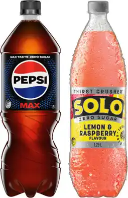 IGA Pepsi or Solo 1.25 Litre Selected Varieties offer