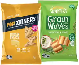 IGA PopCorners 130g or Sunbites Grain Waves Wholegrain Chips 170g Selected Varieties offer
