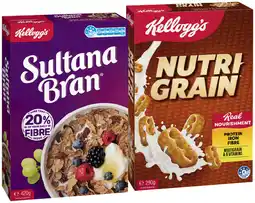 IGA Kellogg’s Cereal Sultana Bran 420g, Nutri‑Grain 290g or Special K Original 300g offer