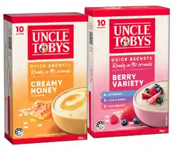 IGA Uncle Tobys Rolled Oats Quick Sachets 8‑10 Pack Selected Varieties offer