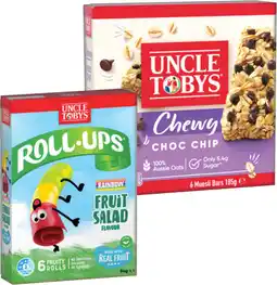 IGA Uncle Tobys Roll Ups or Muesli Bars 5‑6 Pack Selected Varieties offer