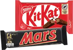 IGA Nestlé or Mars Medium Bars 35-50g or Darrell Lea Choc Logs 3 Pack Selected Varieties offer