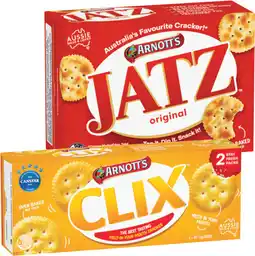 IGA Arnott’s Clix 250g, Jatz or Savoy 225g Selected Varieties offer