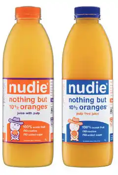 IGA Nudie Orange Juice With Pulp or Pulp Free 1 Litre offer