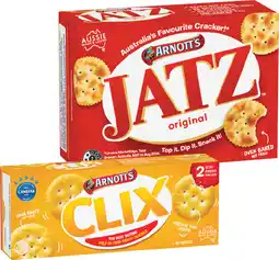 IGA Arnott’s Jatz Clix 250g, Arnott’s Jatz or Savoy 225g Selected Varieties offer