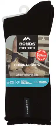 IGA Bonds Men’s Explorer Crew Socks Black 6-10 Selected Varieties offer