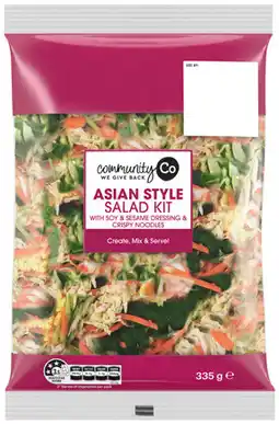 IGA Community Co Asian Style Salad Kit 335g or Coleslaw Salad Kit 500g offer