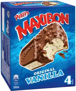 IGA Peters Maxibon, Oreo or Nestlé Kit Kat Ice Cream 4 Pack Selected Varieties offer
