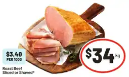 IGA Roast Beef Sliced or Shaved offer