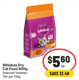 IGA Whiskas Dry Cat Food offer