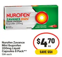 IGA Nurofen Zavance Mini Ibuprofen 200mg Liquid Capsules offer