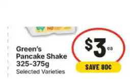 IGA Green's Pancake Shake offer
