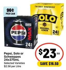 Ritchies Pepsi, Solo or Schweppes offer