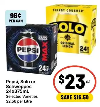 Ritchies Pepsi, Solo or Schweppes offer