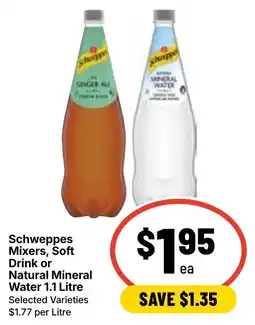 Ritchies Schweppes Mixers, Soft Drink or Natural Mineral Water offer