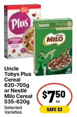 Ritchies Uncle Tobys Plus Cereal or Nestlé Milo Cereal offer
