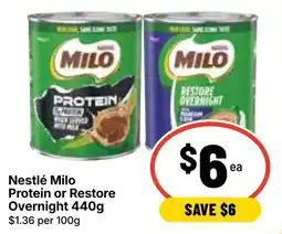 Ritchies Nestlé Milo Protein or Restore Overnight offer
