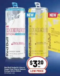 Ritchies Red Bull Sugar Free Cherry Sakura Energy Drink offer