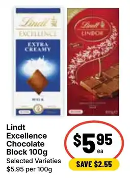 Ritchies Lindt Excellence Chocolate Block offer