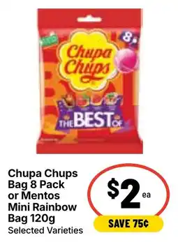 Ritchies Chupa Chups Bag 8 Pack or Mentos Mini Rainbow Bag offer