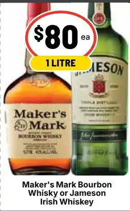 Ritchies Maker's Mark Bourbon Whisky or Jameson Irish Whiskey offer
