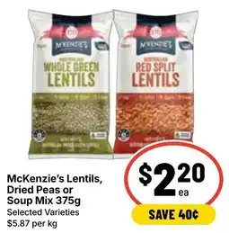 Ritchies McKenzie's Lentils, Dried Peas or Soup Mix offer