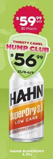 Thirsty Camel Hahn SuperDry 3.5% Low Carb offer