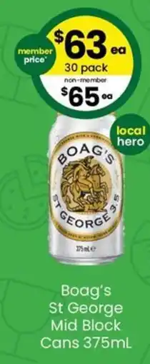 The Bottle O Boag's St George Mid Block Cans offer