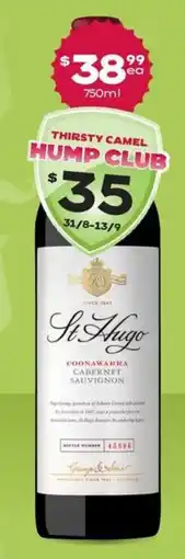Thirsty Camel St Hugo Coonawarra Cabernet Sauvignon offer