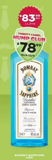 Thirsty Camel Bombay Sapphire Gin offer