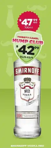 Thirsty Camel Smirnoff Vodka Red offer