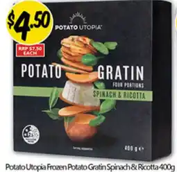 NQR Potato Utopia Frozen Potato Gratin Spinach & Ricotta offer