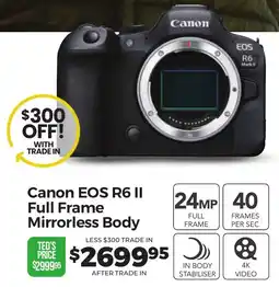 Teds Cameras Canon EOS R6 II Full Frame Mirrorless Body offer