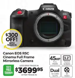 Teds Cameras Canon EOS R5C Cinema Full Frame Mirrorless Camera offer