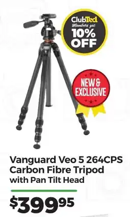 Teds Cameras Vanguard Veo 5 264CPS Carbon Fibre Tripod with Pan Tilt Head offer