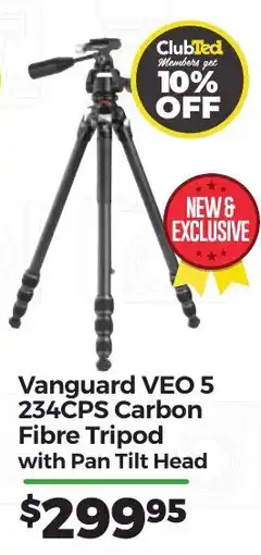 Teds Cameras Vanguard VEO 5 234CPS Carbon Fibre Tripod with Pan Tilt Head offer