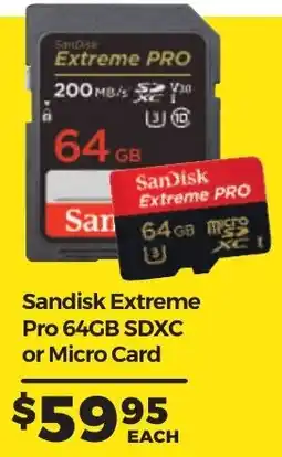 Teds Cameras SanDisk Extreme Pro 64GB SDXC or Micro Card offer