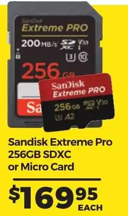 Teds Cameras Sandisk Extreme Pro 256GB SDXC or Micro Card offer