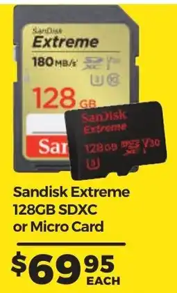 Teds Cameras Sandisk Extreme 128GB SDXC or Micro Card offer