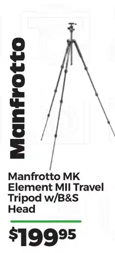 Teds Cameras Manfrotto MK Element MII Travel Tripod w/B&S Head offer