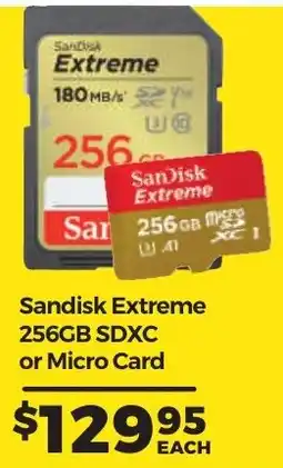 Teds Cameras Sandisk Extreme 256GB SDXC or Micro Card offer