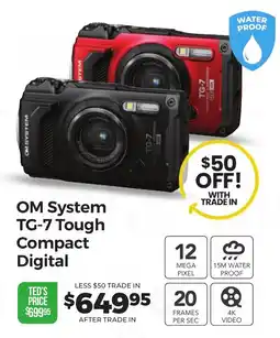 Teds Cameras OM System TG-7 Tough Compact Digital offer