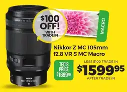 Teds Cameras Nikkor Z MC 105mm f2.8 VR S MC Macro offer