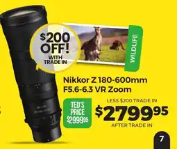 Teds Cameras Nikkor Z 180-600mm F5.6-6.3 VR Zoom offer