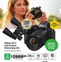 Teds Cameras Nikon Z5 II Full Frame Mirrorless Kit with 24-105mm Zoom offer