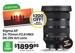 Teds Cameras Sigma AF 24-70mm F2.8 MKII DG DN Art Lens offer