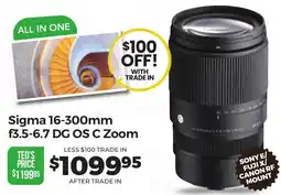 Teds Cameras Sigma 16-300mm f3.5-6.7 DG OS C Zoom offer