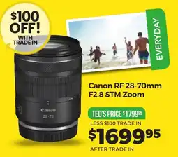 Teds Cameras Canon RF 28-70mm F2.8 STM Zoom offer