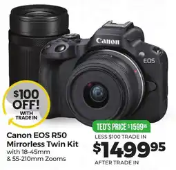 Teds Cameras Canon EOS R50 Mirrorless Twin Kit offer